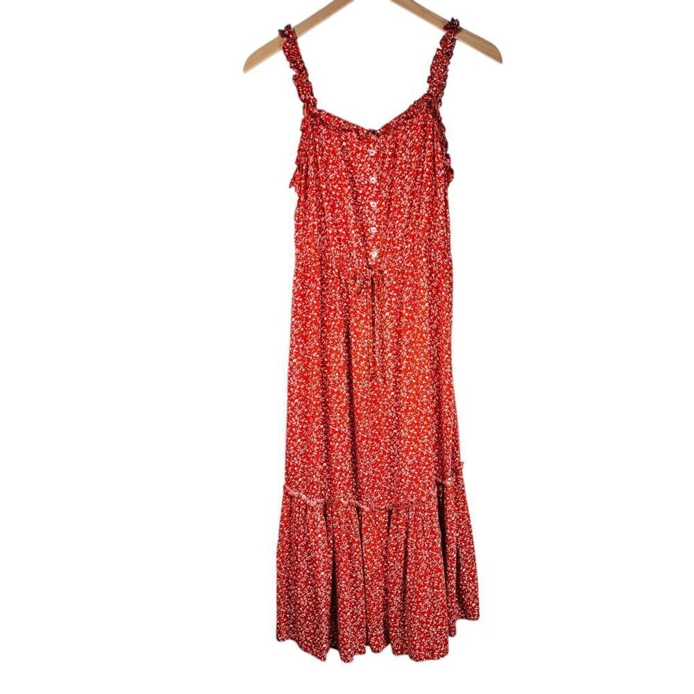 Indigo Rose Size PL Floral Maxi Dress Prairie Cottage Western Bow Ruffle